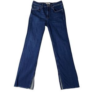 Mavi Maria Slit Jeans Womens 30x29 High Rise Flare Raw Hem Stretch Dark Denim